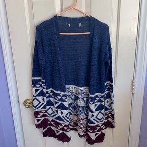 Blue white & maroon Hollister cardigan size M